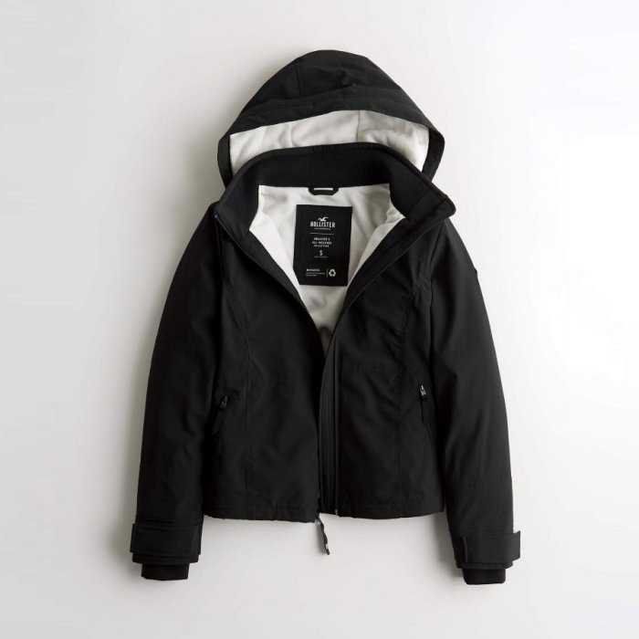 【HOLLISTER Co.】【零碼XS】HC女款風衣外套臂方標黑棉黑 F03201225-13