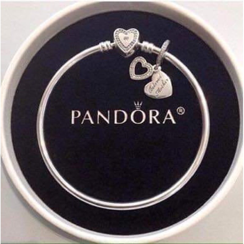 pandora潘朵拉 母親節限定925純銀水鑽愛心手環