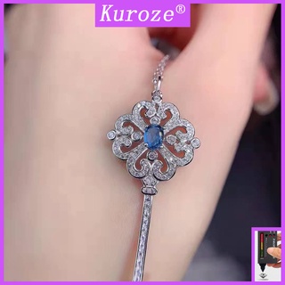 Kuroze 女士新款藍寶石項鍊鑽石鑰匙吊墜