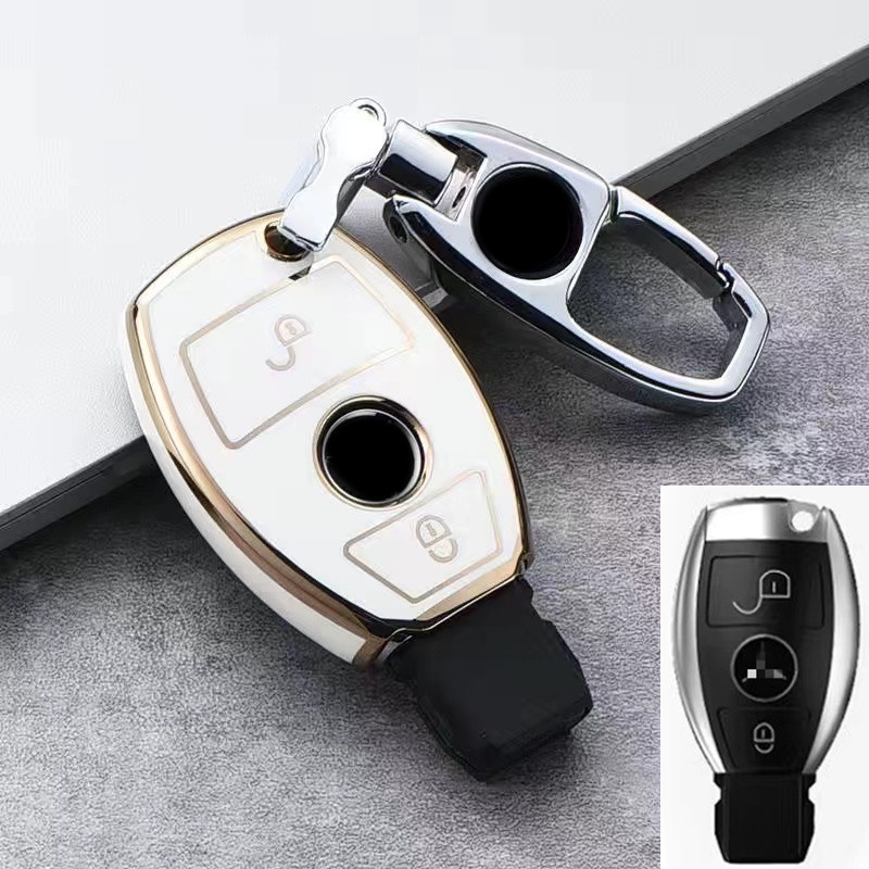 梅賽德斯 · 奔馳 W204 W205 W176 Gla Cla C 級配件汽車 Tpu 鑰匙包保護殼鑰匙扣
