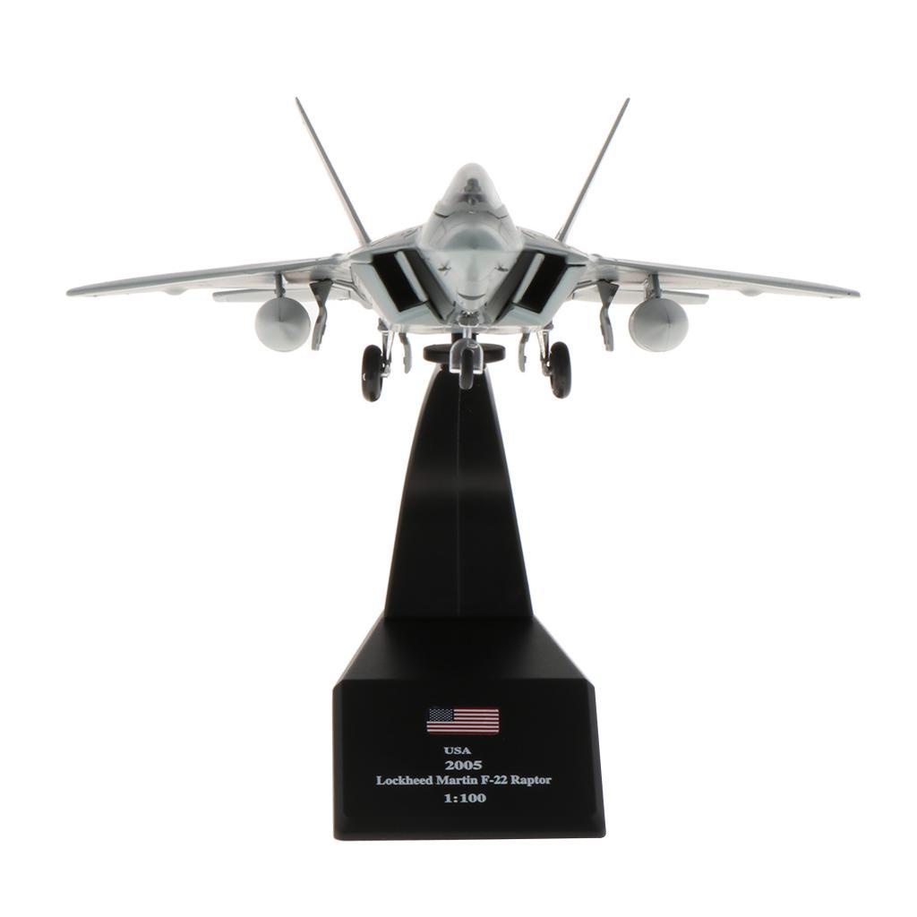[限時優惠] 1：100美國飛機F-22戰鬥機猛禽平面壓鑄合金模型