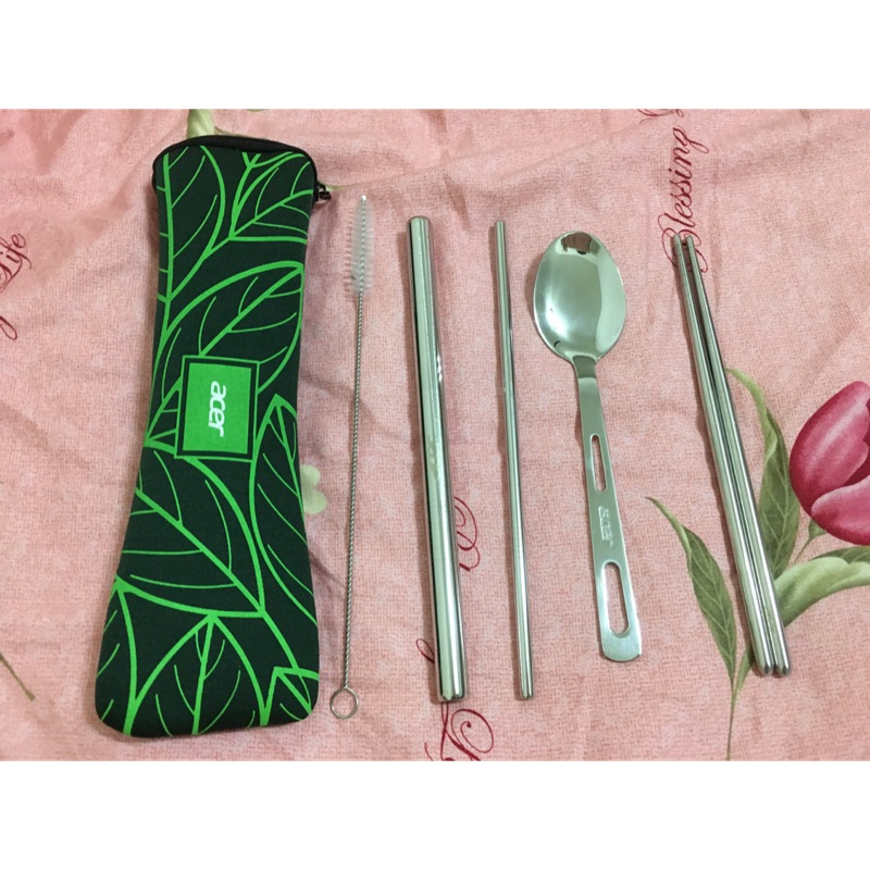 環保餐具組 筷子 湯匙 粗吸管 細吸管 吸管刷 Acer2019股東會紀念品