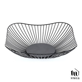 【好物良品】花邊形矮款 客廳裝飾藝術金屬鏤空收納置物零食水果網籃 茶几裝飾籃 飾品籃