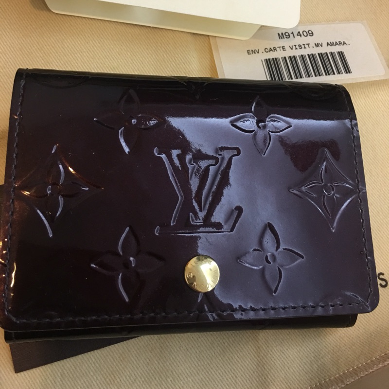 二手！Louis Vuitton LV M91409 VERNIS漆皮壓紋信用卡名片夾 名片套 卡包