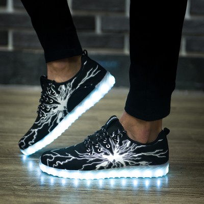 春季發光鞋男女情侶充電LED七彩燈螢光鞋運動鬼步舞鞋學生板鞋