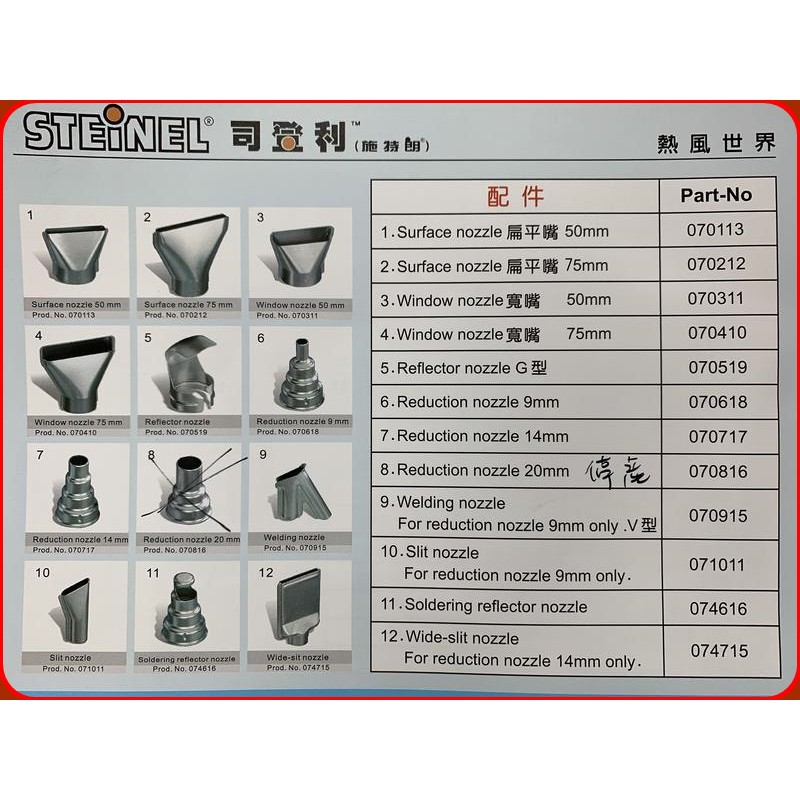 12顆/組 德國STEINEL 1# ~ 13# 熱風頭 熱風機 熱風槍零件