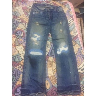 Nip tuck刷色噴漆破壞牛仔褲 size:L