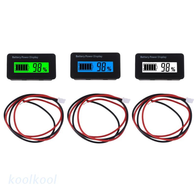 Kool 12V 24V 48V 數字電池容量顯示通用液晶汽車摩托車鉛酸鋰電池監控電壓表