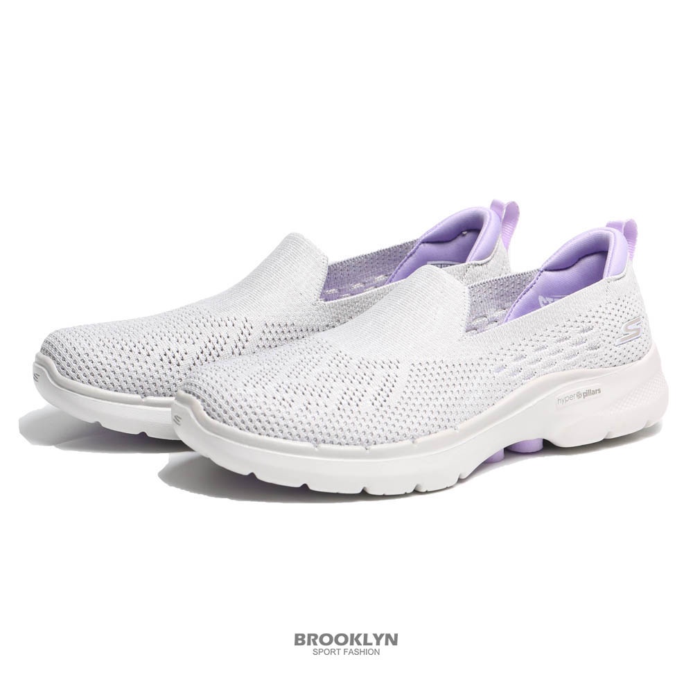 SKECHERS 休閒鞋 GO WALK 6 VALERIE 白紫 透氣 健走鞋 女 (布魯克林)124532GYLV