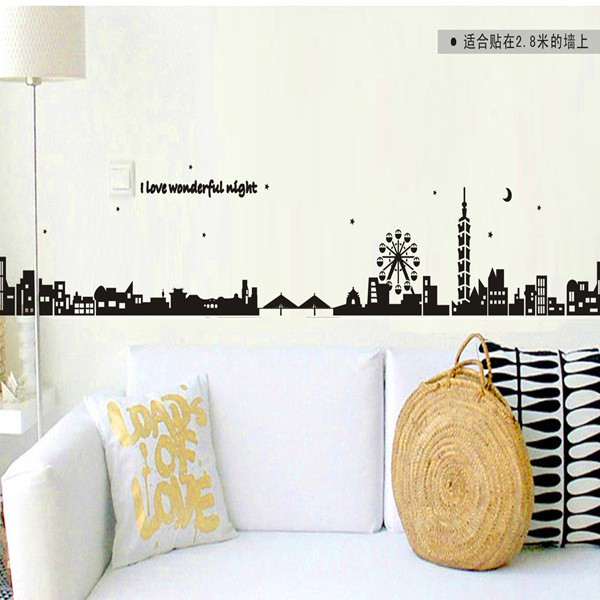 五象設計 城市建築004 城市剪影 DIY 壁貼 房間裝飾牆紙 環保裝飾牆貼 牆壁藝術