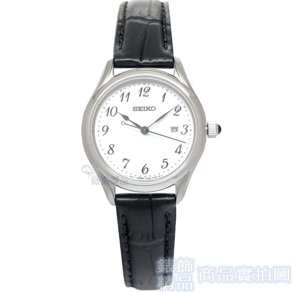 SEIKO 精工SUR639P1手錶 數字白面 藍寶石鏡面 日期 黑色壓紋真皮錶帶 女錶 【澄緻精品】