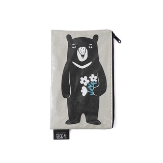 【知音文創】來趣找黑熊．黑熊拿花．帆布萬用包 ．收納包．筆袋