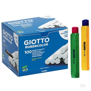 【義大利 GIOTTO】無毒環保粉筆(校園白色100入)+粉筆護套(2入，顏色隨機出貨)