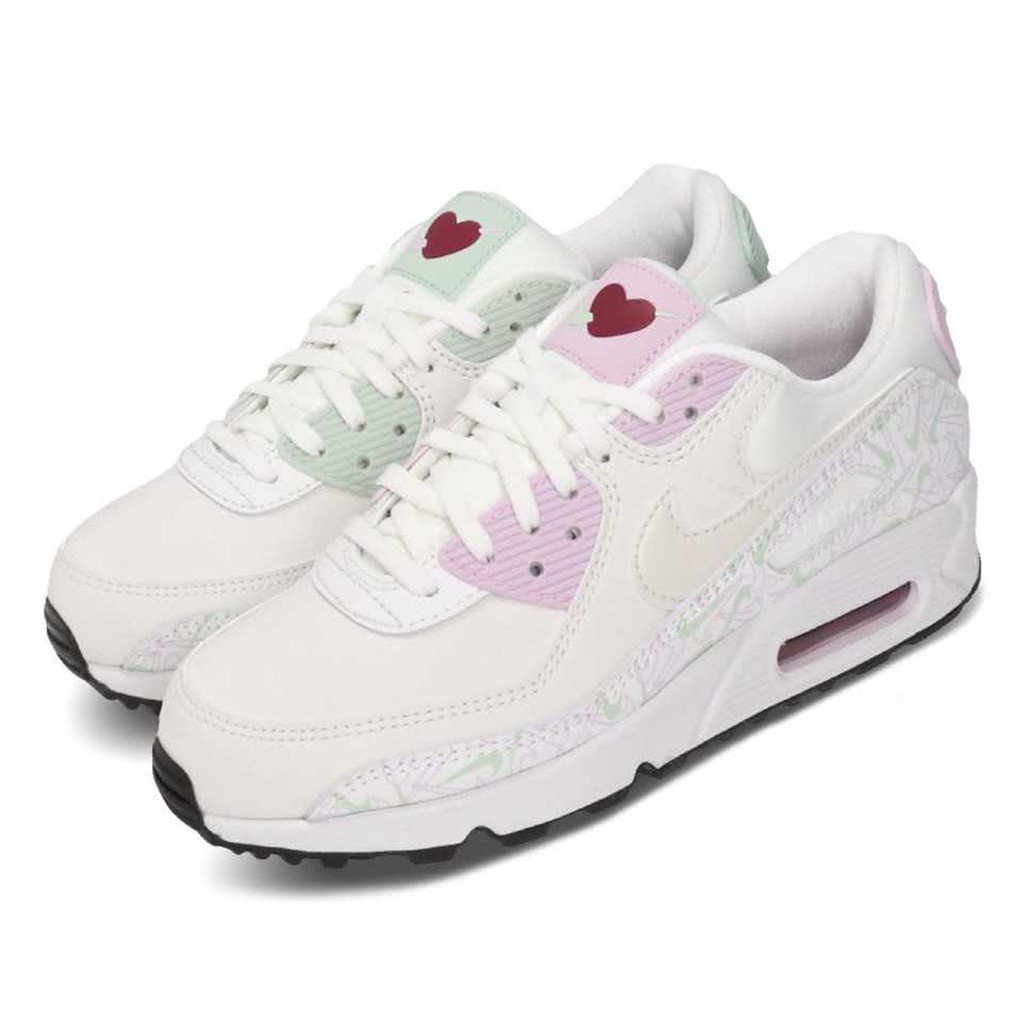 NIKE 耐吉202女鞋休閒鞋 Air Max 90 VDAY  愛心 情人節 白紫綠CI7395100