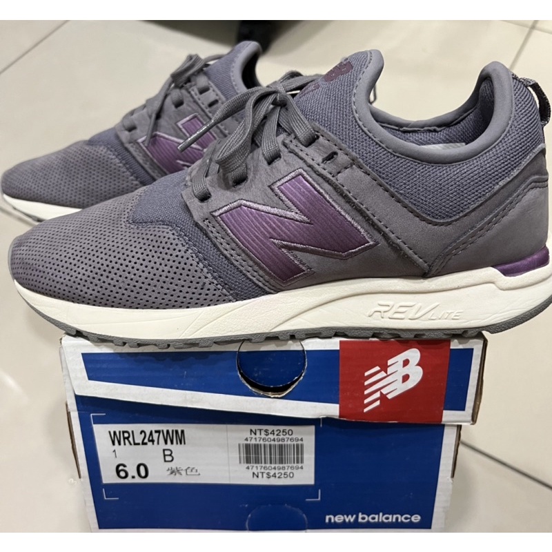 WRL247WM New balance Luxe 紫羅蘭 灰 麂皮 襪套 復古 刺繡N字 247系列 絕版 二手 23