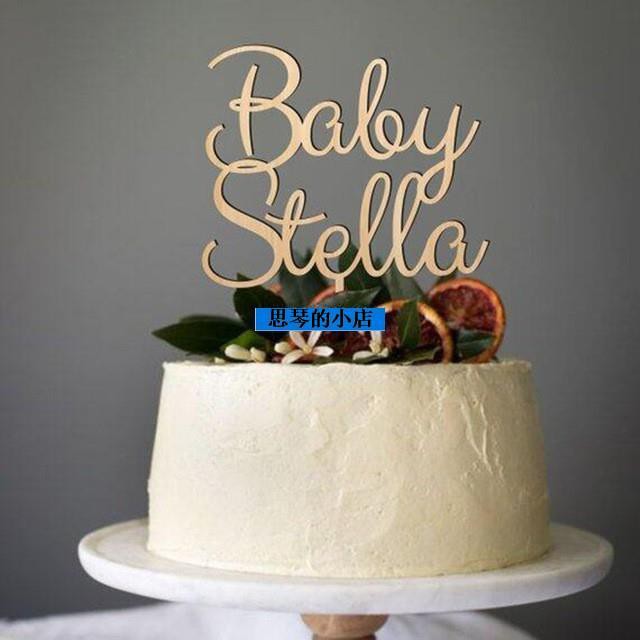 思琴的小店Baby Shower Birthday Cake Topper 定制 寶寶名字 生日派對 蛋糕插牌
