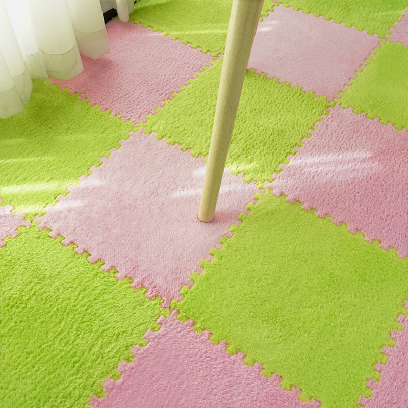 Blala DIY 拼圖毛絨毛絨地毯嬰兒兒童拼圖遊戲墊地板區域地毯遊戲墊方形聯鎖泡沫 T