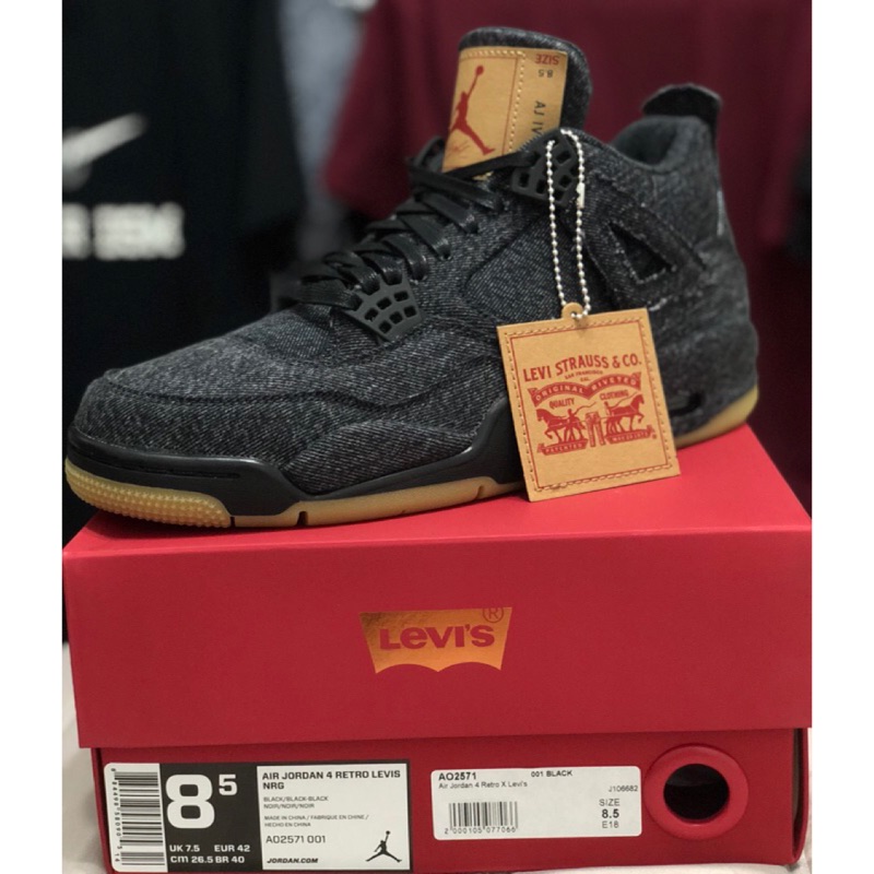 『JonnyBones』Levis x Air Jordan 4 Black 黑牛 US 8.5