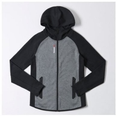 （促銷商品） Reebok ONE Series Full-Zip Hoodie 棉 運動 連帽外套-黑灰色AX9060