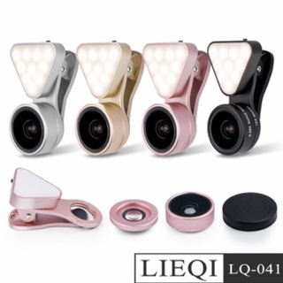 LIEQI 0.36X超廣角/微距/補光燈三合一 夾式鏡頭（LQ-035)