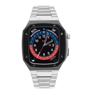 APPLE WATCH 蘋果手錶保護殼 | 全不鏽鋼款/膠帶款 - 白鋼x黑框 / 臺灣出貨 / 6.7.8代皆適用
