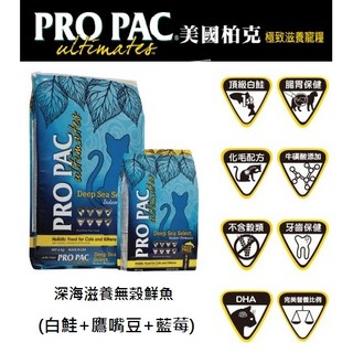 美國柏克 PRO PAC 全齡 貓飼料 深海滋養無榖鮮魚 白鮭+膺嘴豆+藍莓 貓糧