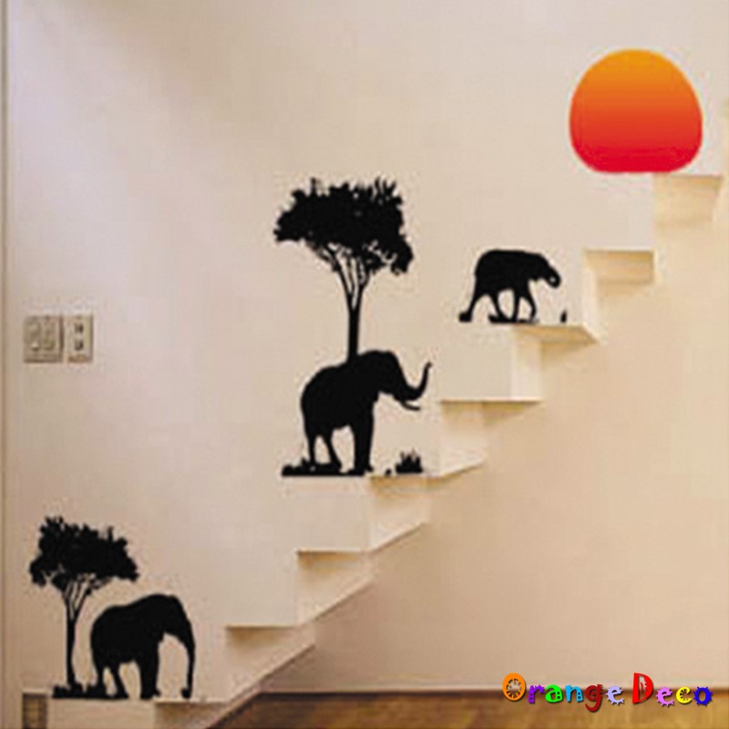【橘果設計】大象剪影 壁貼 牆貼 壁紙 DIY組合裝飾佈置
