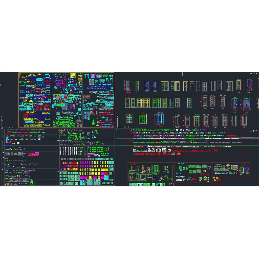 【瘋設計】AutoCAD 室內設計素材 系列２- 室內工裝、櫥櫃圖庫、歐式傢俱、立面圖塊等