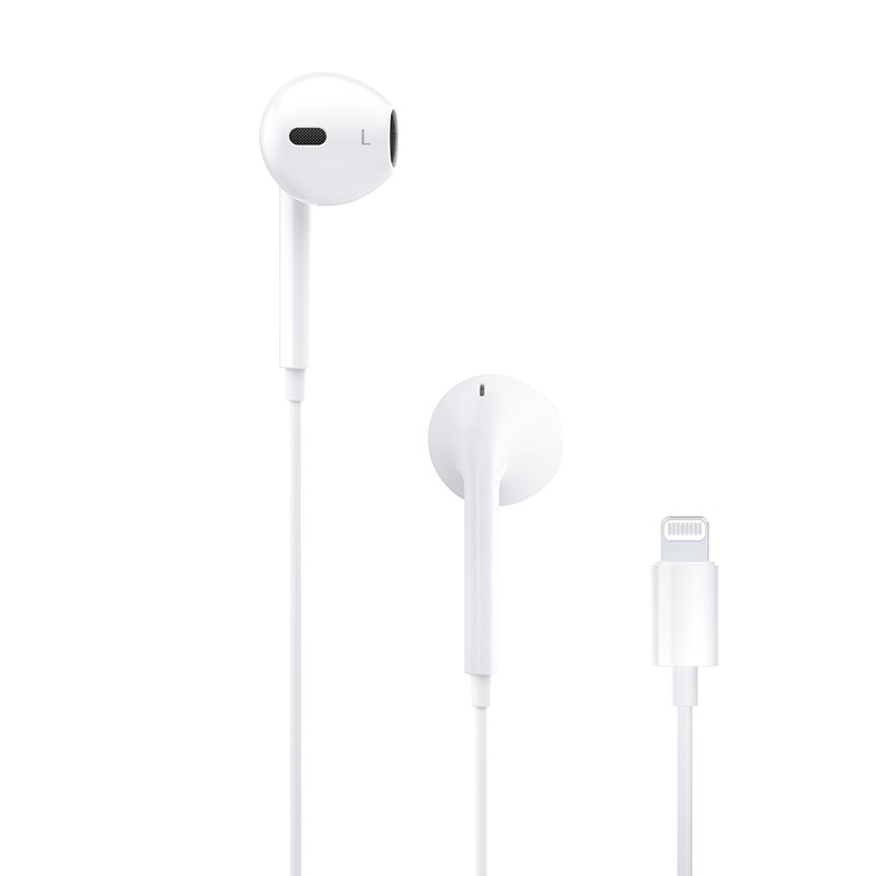 綫控耳機 入耳式耳機 重低音耳機 恩科 蘋果耳機Lightning扁頭入耳式有線手機耳機適用iPhone6s/7/8pl