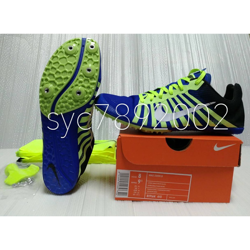 耐吉NIKE ZOOM D田徑釘鞋(中長跑距離)819164-413藍色綠*尺寸詢問*特價鞋