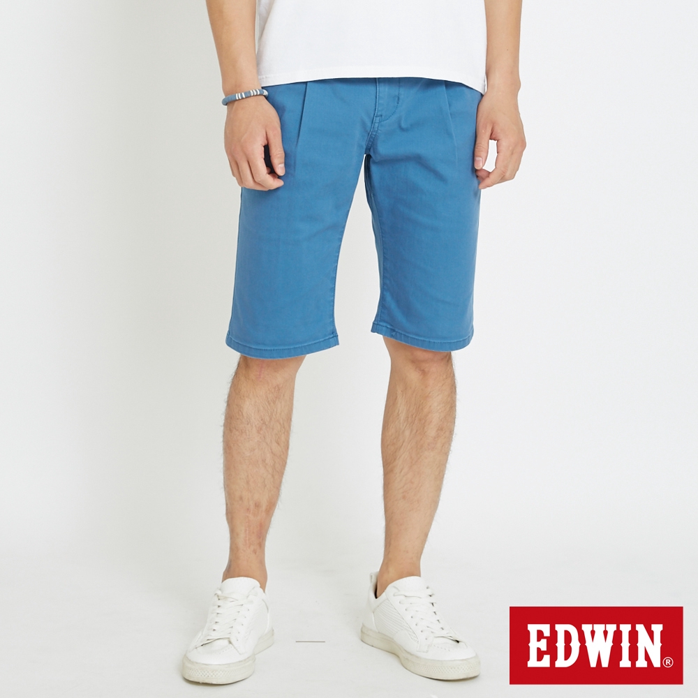EDWIN 基本休閒打摺短褲(藍色)-男款