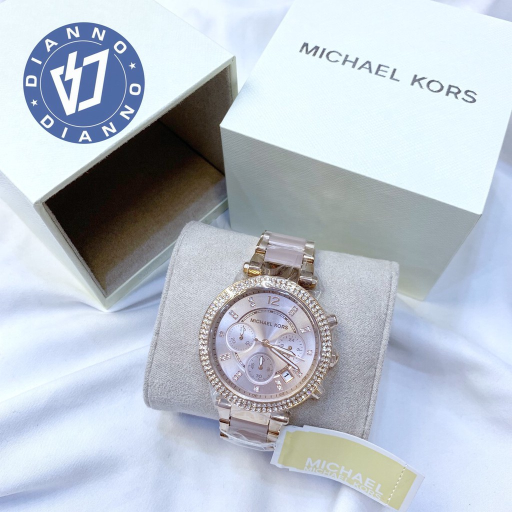 帝安諾-實體店面 Michael Kors 玫瑰金 粉 美式璀璨晶鑽計時腕錶 MK5896 現貨