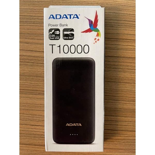 ADATA威鋼 T1000 輕薄型時尚行動電源10000mAh(經典黑) -全新品未拆封