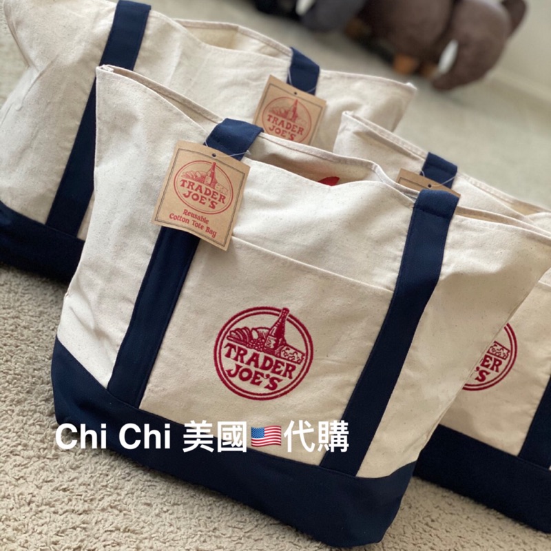 刺繡帆布購物袋❤️Chi Chi 美國🇺🇸代購❤️ 有機超市 Trader Joe’s 店面購入