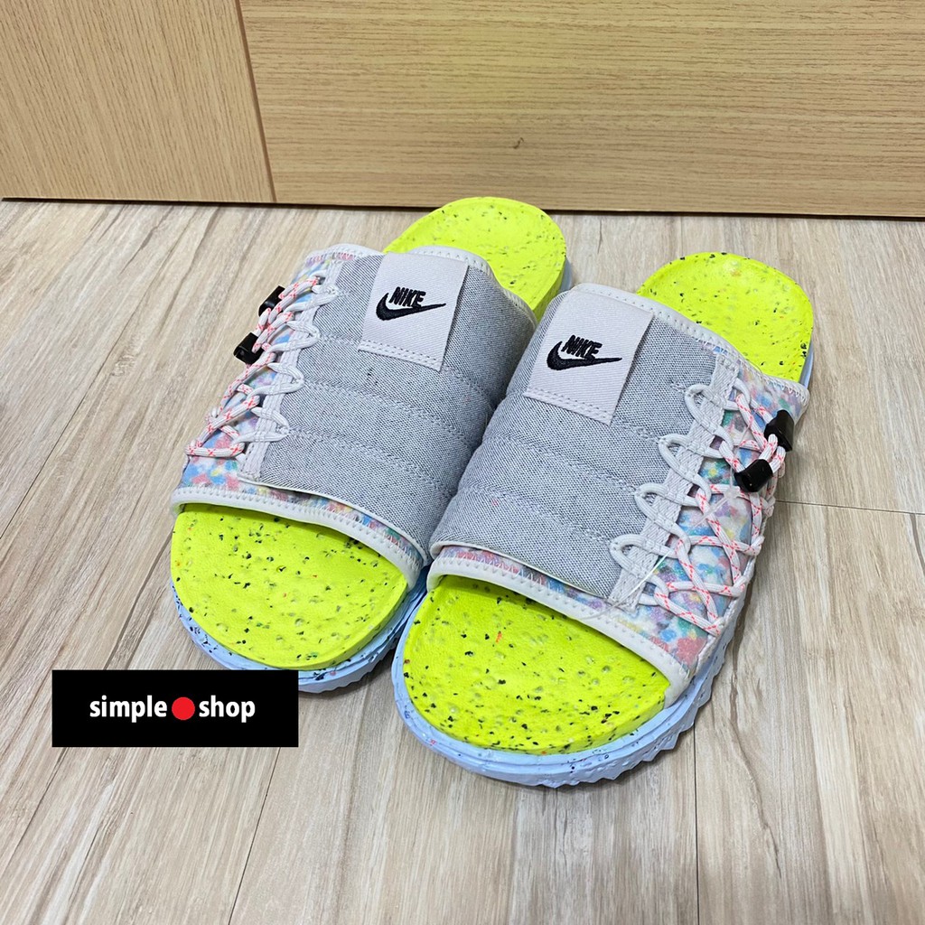 【Simple Shop】NIKE ASUNA SLIDE 運動拖鞋 工裝拖鞋 環保材質 灰 螢光 DJ4629-001