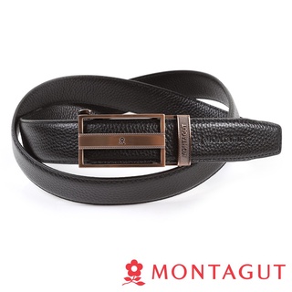 【MONTAGUT夢特嬌】時尚經典自動扣皮帶A31M84511F棕色/咖啡色