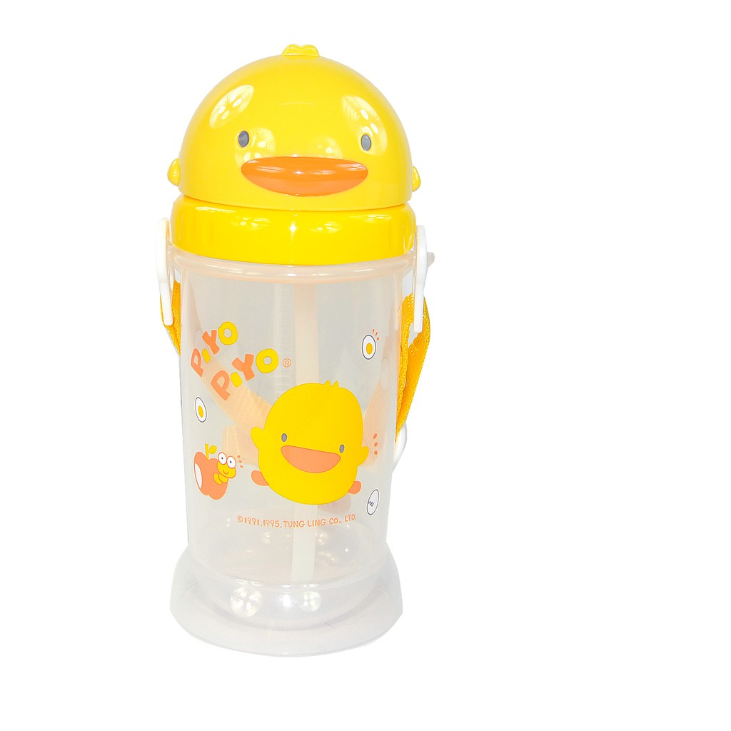 黃色小鴨PP滑蓋水壺350ML，滑動式杯蓋 吸管自動彈起 可調式揹帶(另名替換吸管) 娃娃購 婦嬰用品專賣店