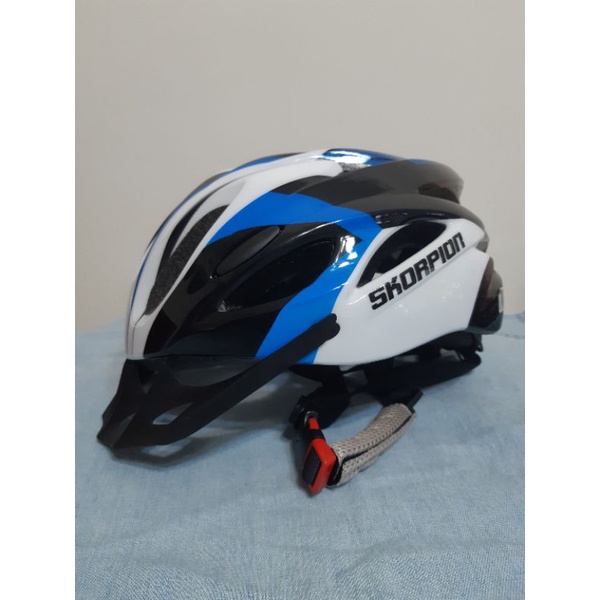 Skorpion一體成型自行車安全帽/腳踏車安全帽/藍白/SKORPION