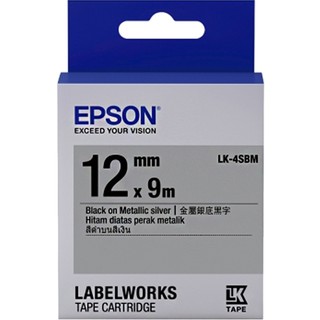 LK-4SBM EPSON 標籤帶 (銀底黑字/12mm) C53S654421