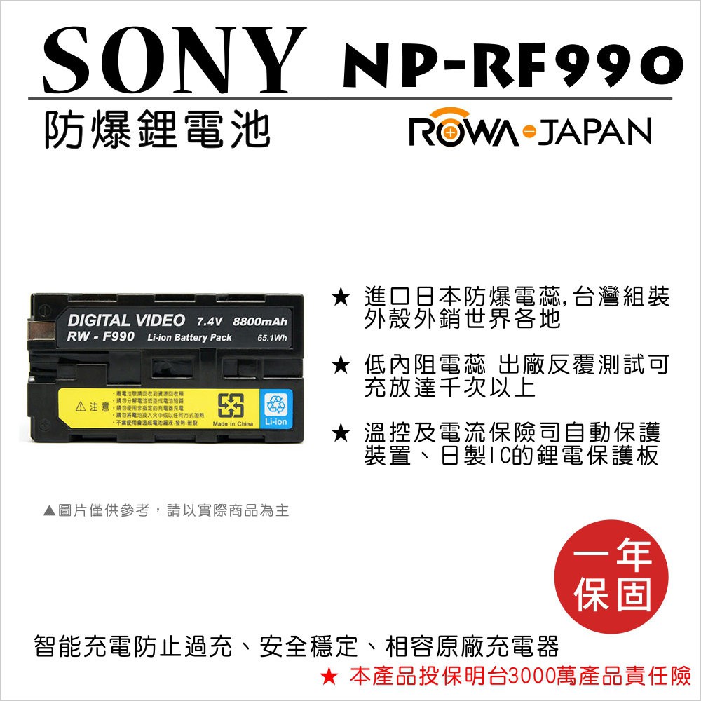 小熊@樂華 FOR SONY NP-F990 鋰電池 NPF990 F990 一年保固 DSC-S780 W190
