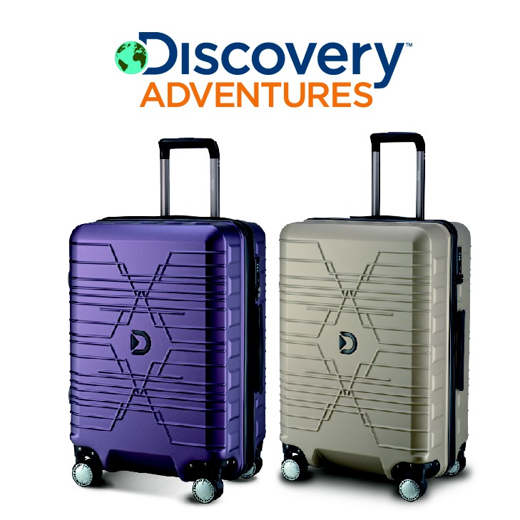 【Discovery Adventures】星空大D兩色可選24/26吋拉鍊行李箱-神秘紫/卡其金 防爆拉鏈 PC外殼