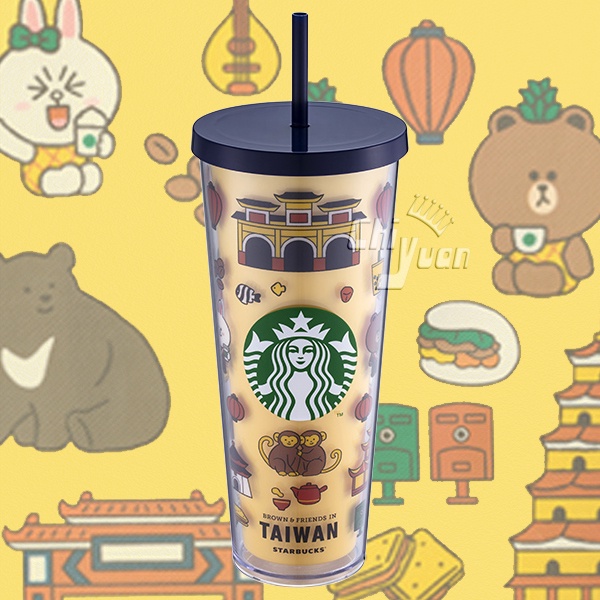 Starbucks 台灣星巴克 2022 LINE FRIENDS 台灣 TAIWAN TOGO冷水杯 24oz 熊大