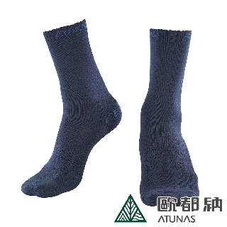 【ATUNAS 歐都納】COOLPLUS抗菌中筒襪 (A1ASAA02 深藍/素色/排汗/抗菌/乾爽/舒適)