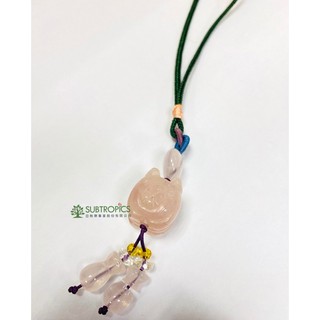 【亞熱帶精品】◆現貨◆ 包包/鑰匙/汽車掛件 轉運祈福 增進感情 招桃花單隻粉晶豬中國結吊飾(綠繩) 改善人緣旺桃花