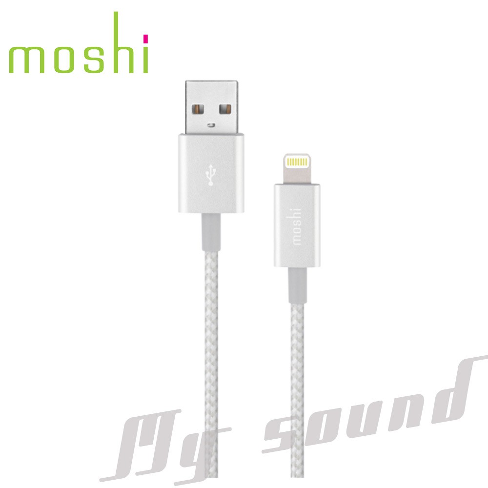 Moshi Integra 強韌系列Lightning toUSB-A耐用編織充電傳輸線 銀白1.2 m 廠商直送