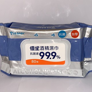 US BABY 優生 超厚型抗菌含蓋酒精濕紙巾 80抽 (單包)