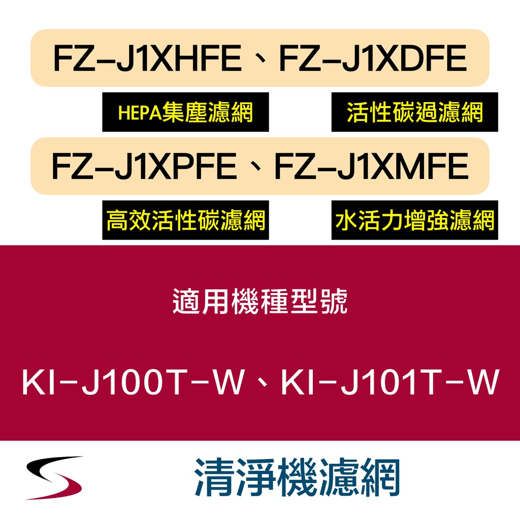 【原廠套組】夏普 FZ-J1XHFE＋DFE＋PFE＋MFE 清淨機濾網 KI-J100T-W、J101T-W（附發票）