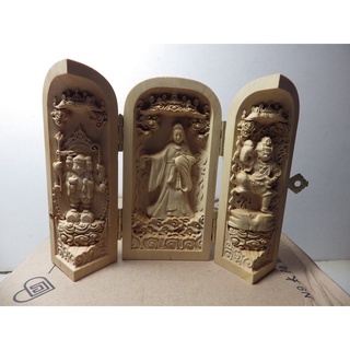 精品隨身三合一佛龕 黃楊木東密護法木雕佛像(大黑天財神)