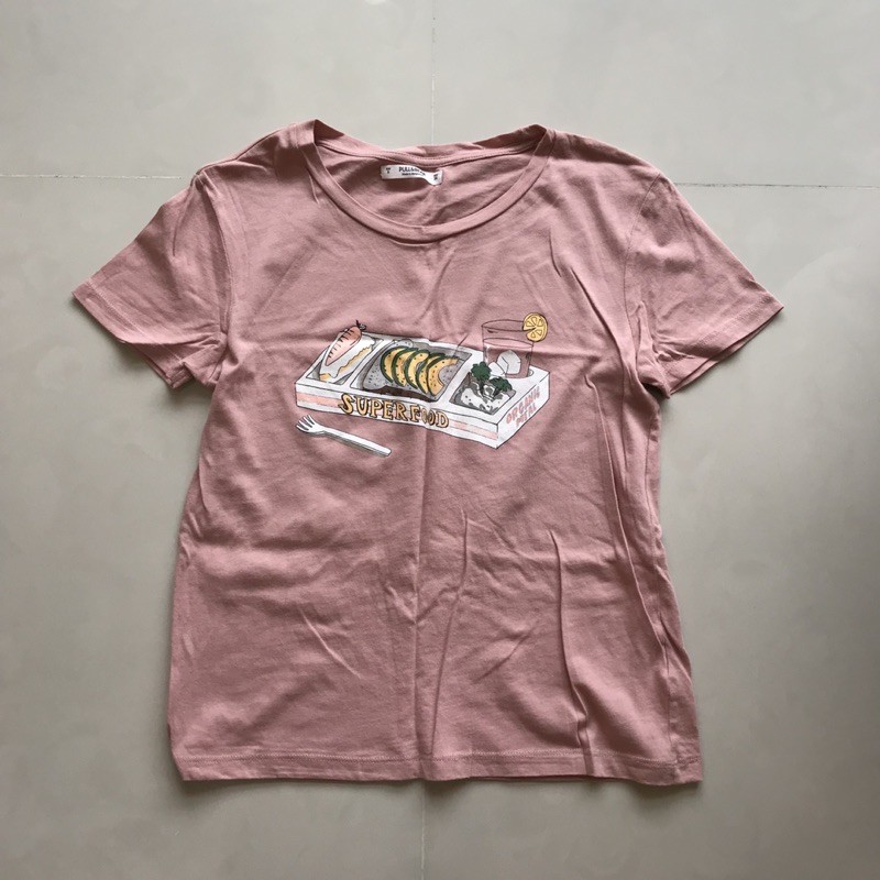Pull&amp;Bear pink graphic tee 粉色圖樣短袖上衣T