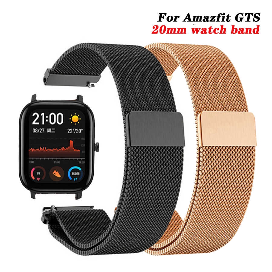 XIAOMI 適用於 Amazfit GTS 錶帶米蘭磁環不銹鋼手鍊適用於小米華米 Amazfit Bip/GTR 42